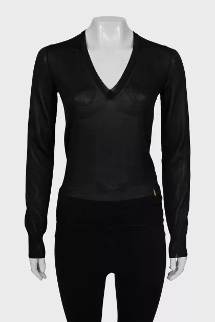 Black silk pullover