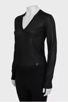 Black silk pullover