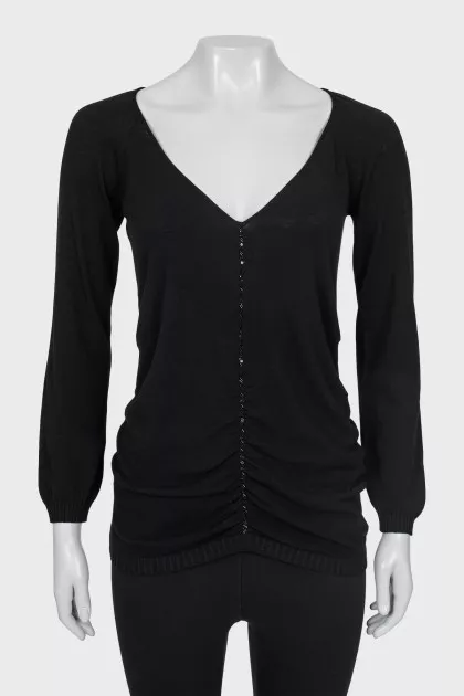 Black pullover with sequins and beads