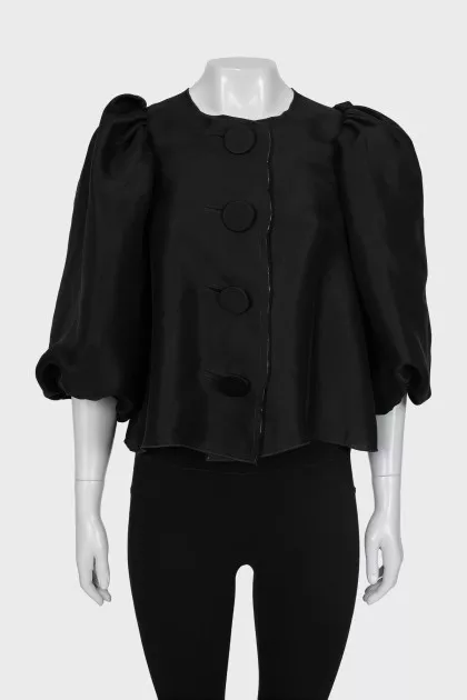 Silk blouse with puffy sleeves