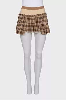 Plaid pleated mini skirt