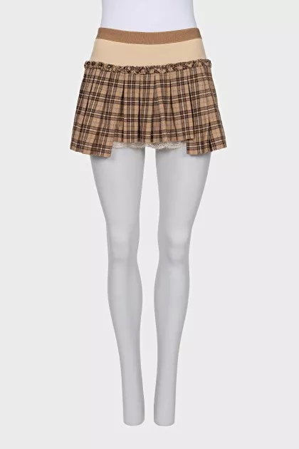 Plaid pleated mini skirt