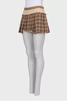 Plaid pleated mini skirt
