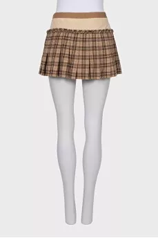 Plaid pleated mini skirt