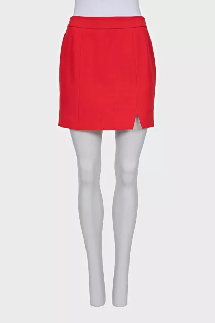 Red straight cut skirt
