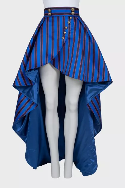 Blue asymmetrical striped skirt