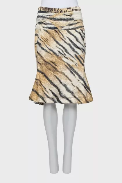 Printed flared skirt