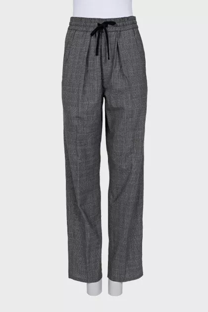 Grey Checked Wool Trousers
