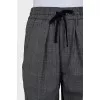 Grey Checked Wool Trousers