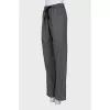 Grey Checked Wool Trousers