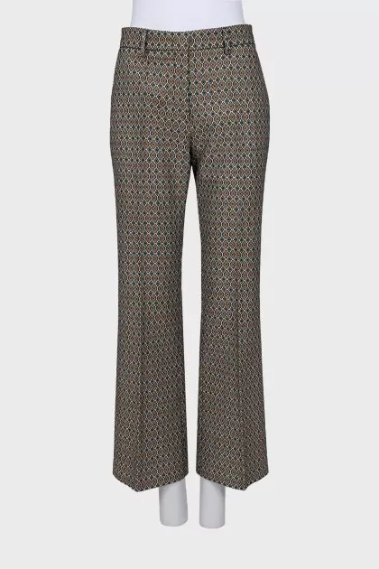 Cropped flared trousers with print