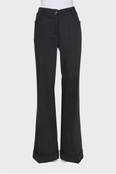 Flared trousers with cuffs