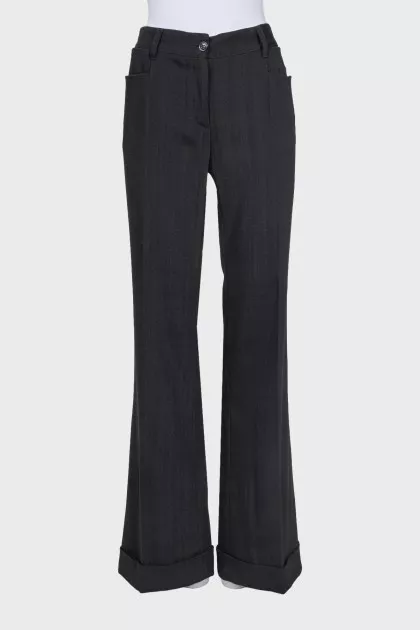 Flared trousers with cuffs