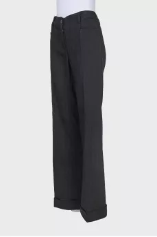 Flared trousers with cuffs