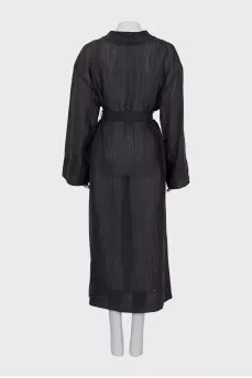 Translucent cardigan with belt
