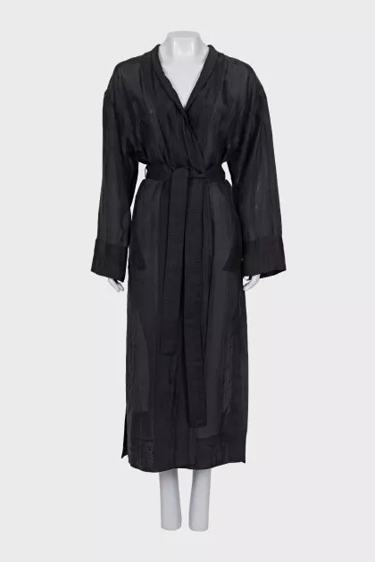 Translucent cardigan with belt