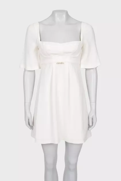 White dress with square neckline