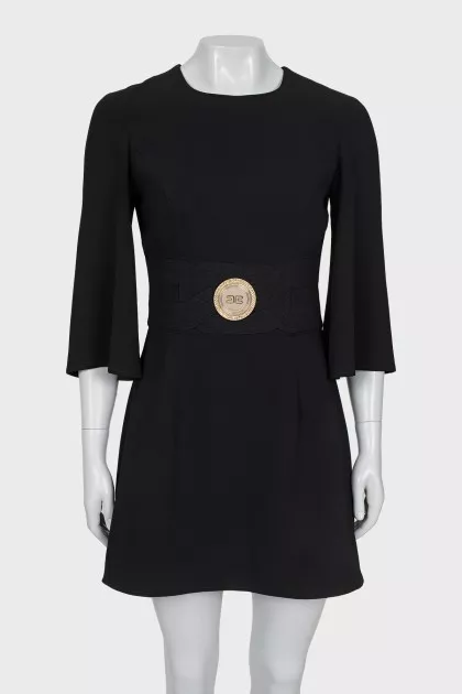 Black dress with gold logo