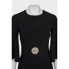 Black dress with gold logo