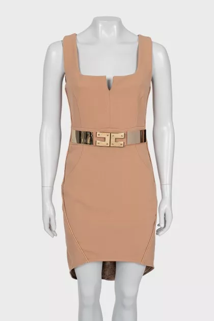 Beige dress with golden decor