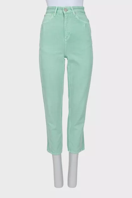 Green tapered fit jeans