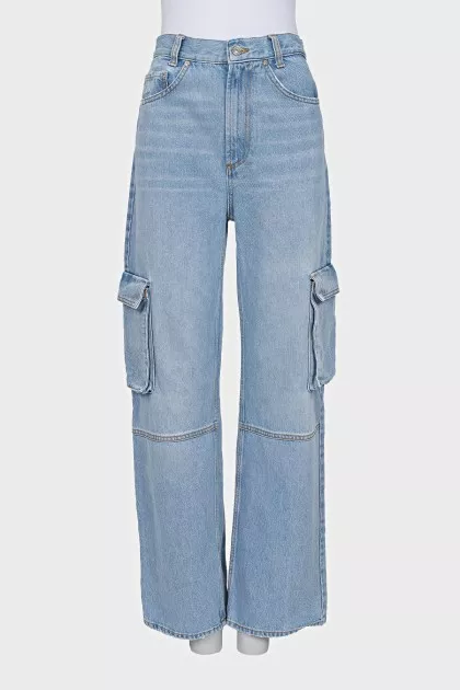 High waist wide leg cargo jeans