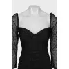Dress with transparent sleeves and draping