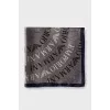 Gray silk scarf with signature print