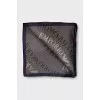 Gray silk scarf with signature print