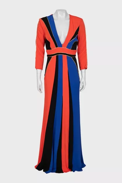 Fitted dress with accent stripes