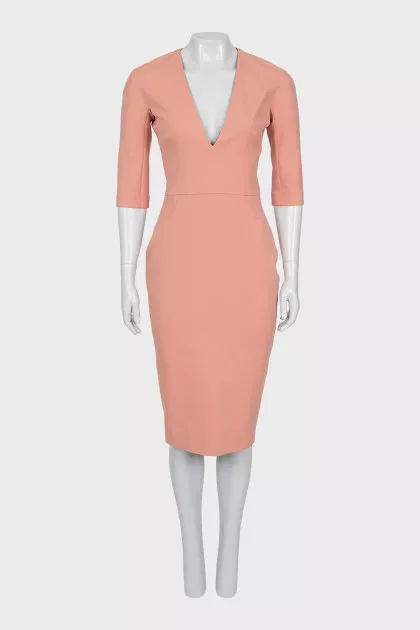 V-neck dress with zip at the back