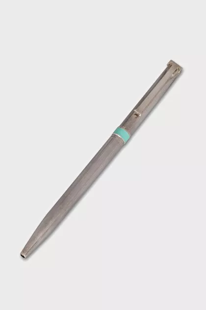Silver pen with blue ink