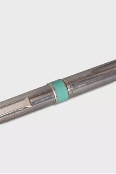 Silver pen with blue ink