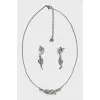 Set of pendant and earrings with crystals