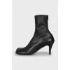 Leather ankle boots with square toe