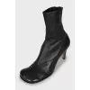 Leather ankle boots with square toe