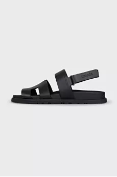Black leather sandals