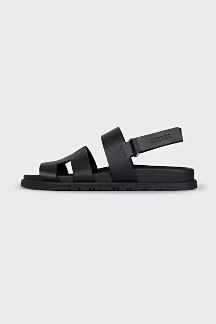 Black leather sandals