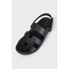 Black leather sandals
