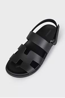 Black leather sandals