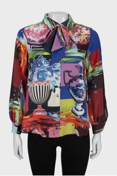Multicolored printed silk shirt