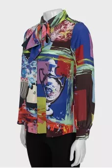 Multicolored printed silk shirt