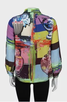 Multicolored printed silk shirt
