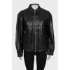 Quilted leather jacket with tag