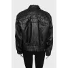 Quilted leather jacket with tag