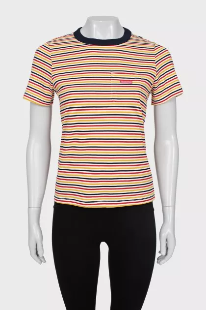 Striped T-shirt with patch pocket