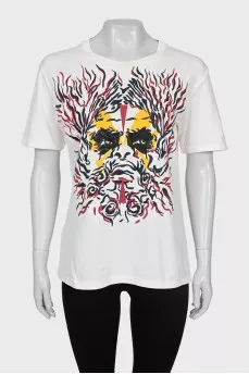 Straight white t-shirt with print