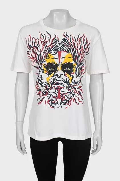 Straight white t-shirt with print