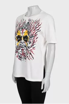 Straight white t-shirt with print
