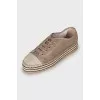 Leather espadrilles with textile toe